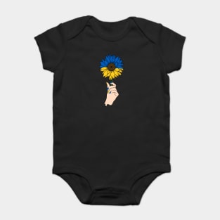 Ukraine Flag Sunflower Vintage Ukrainian Support Stand With Ukraine Baby Bodysuit